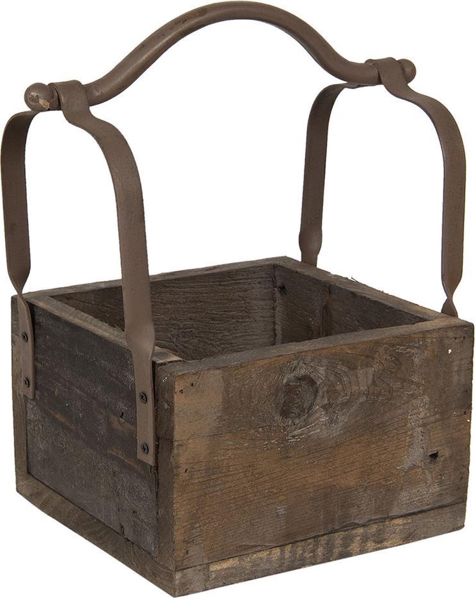 Clayre & Eef Mand Van Hout 24*19*28 Cm Hout/ Metaal Rechthoekig 6h1915 - Bruin