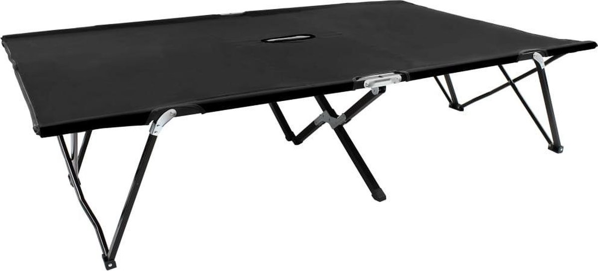 Vidaxl Ligbed 2-persoons Inklapbaar Staal - Zwart