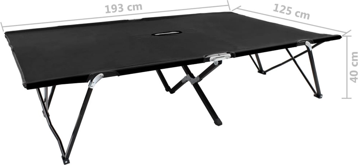 Vidaxl Ligbed 2-persoons Inklapbaar Staal - Zwart