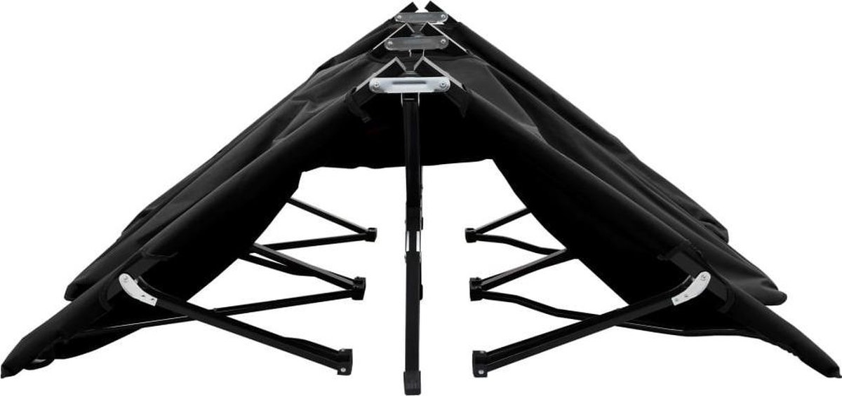 Vidaxl Ligbed 2-persoons Inklapbaar Staal - Zwart