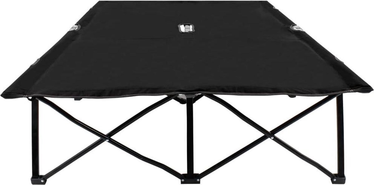 Vidaxl Ligbed 2-persoons Inklapbaar Staal - Zwart