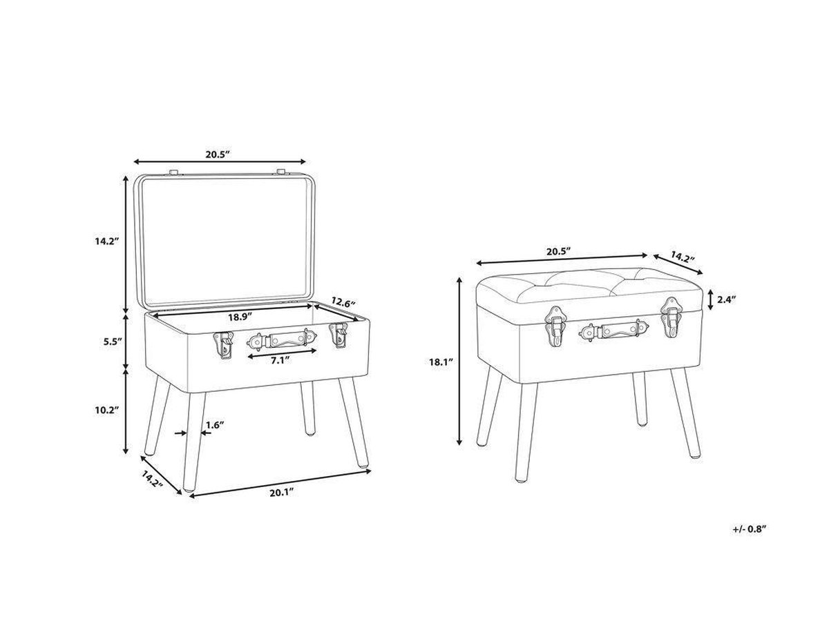 Beliani Mallard Hocker Fluweel 36 X 52 Cm - Grijs