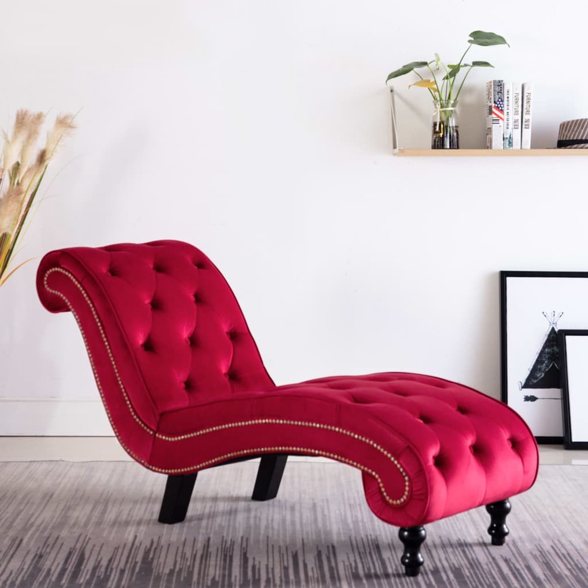 Vidaxl Chaise Longue Fluweel - Rood