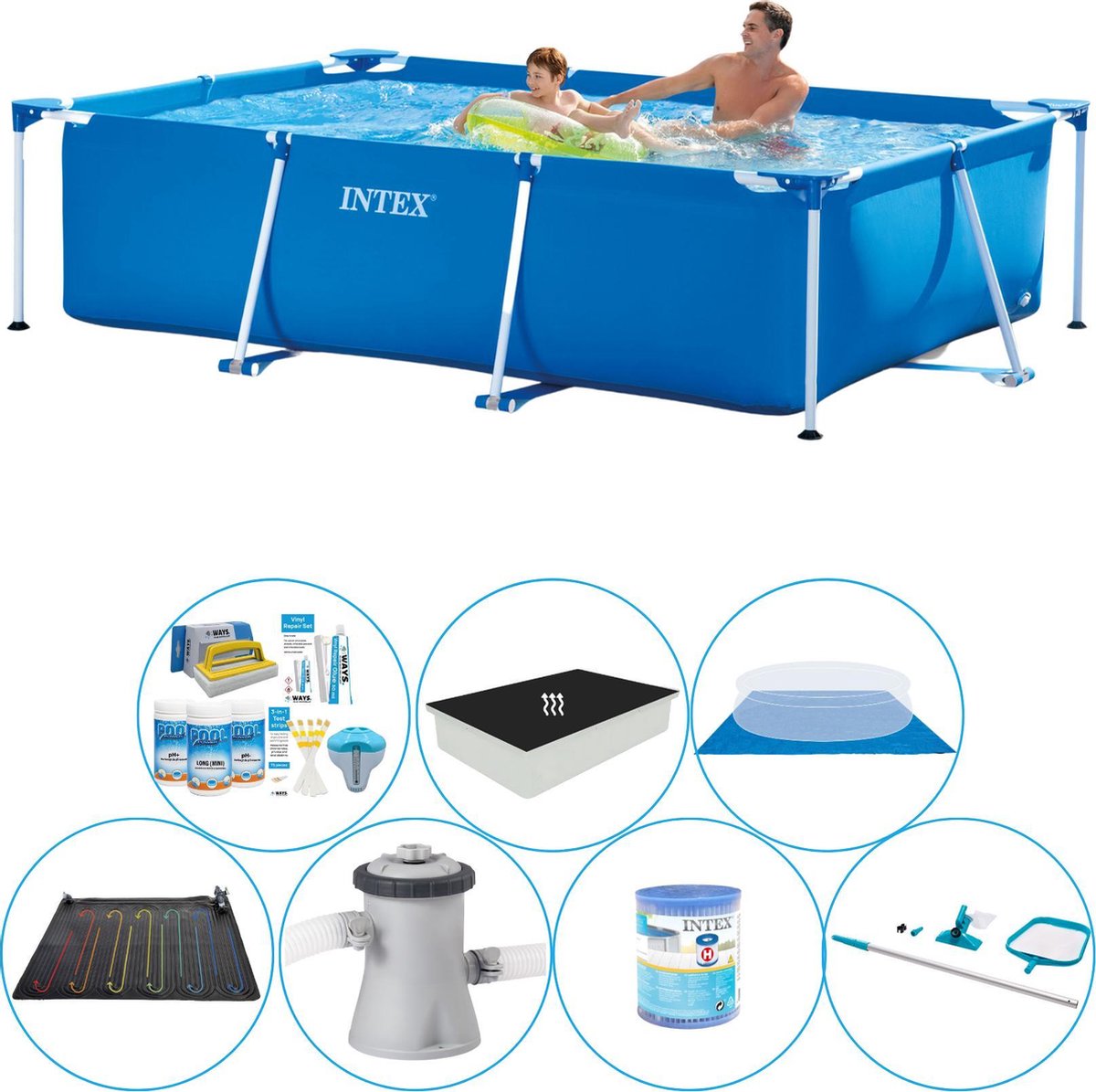 Intex Frame Pool Rechthoekig 260x160x65 Cm - Zwembad Comfort Pakket - Blauw