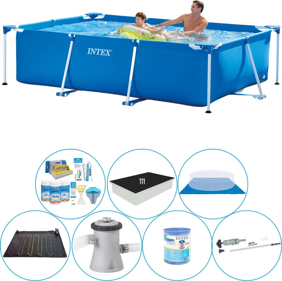 Intex Frame Pool Rechthoekig 260x160x65 Cm - Zwembad Super Set - Blauw