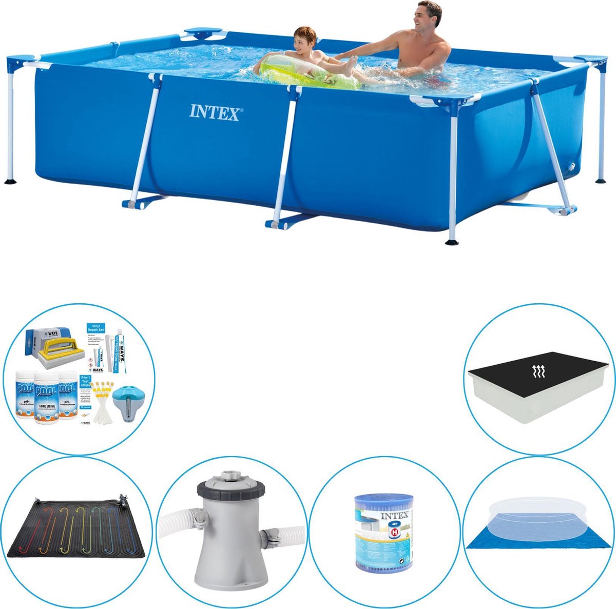 Intex Frame Pool Rechthoekig 260x160x65 Cm - Slimme Zwembad Deal - Blauw