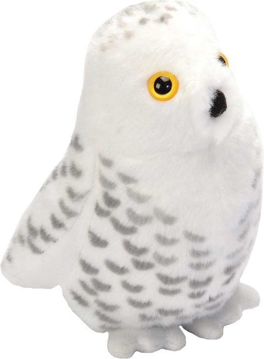 Wild Republic Set Van 2x Stuks Pluche Uilen Vogels Knuffels Van 14 Cm Met Geluid - Bosuil En Sneeuwuil - Speelgoed Dieren