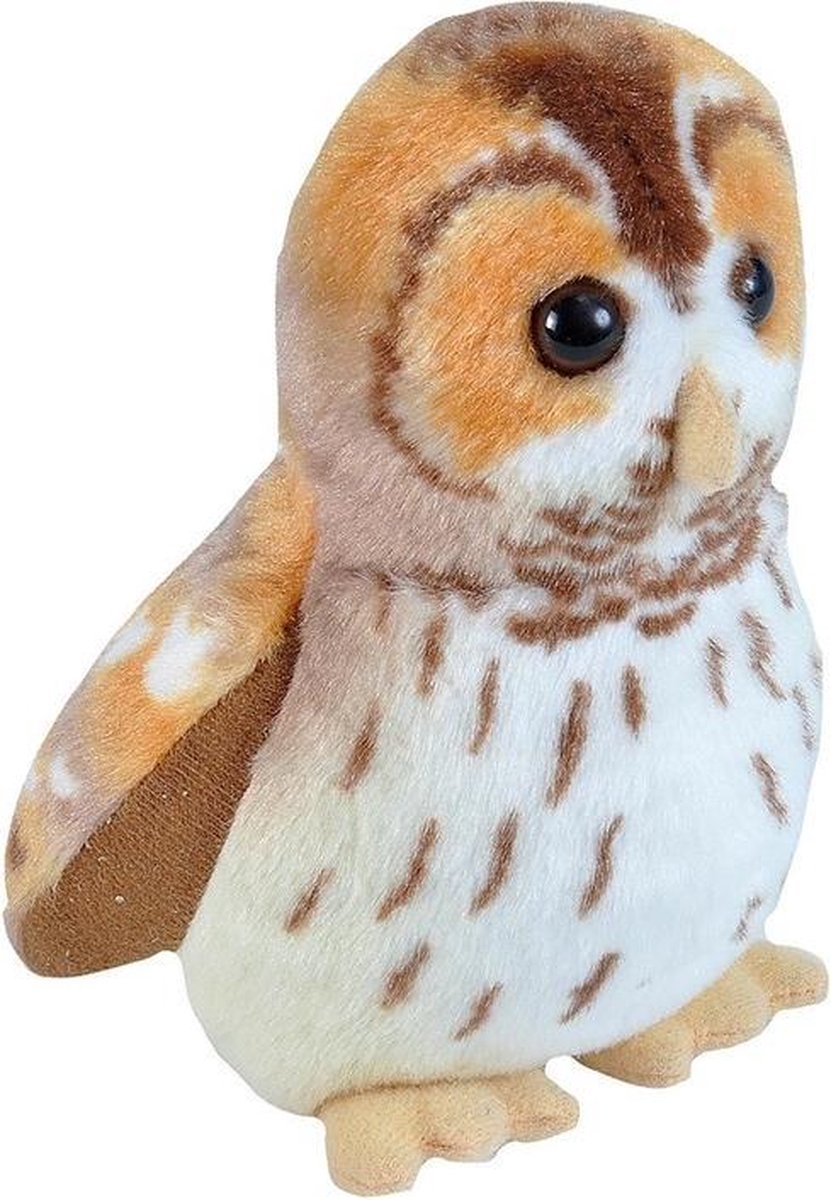 Wild Republic Set Van 2x Stuks Pluche Uilen Vogels Knuffels Van 14 Cm Met Geluid - Bosuil En Sneeuwuil - Speelgoed Dieren