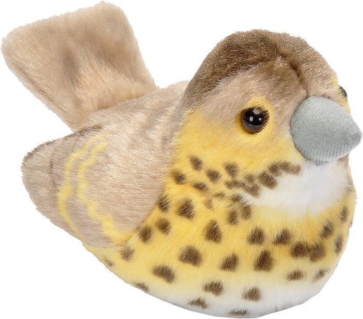 Wild Republic Set Van 2x Stuks Pluche Vogels Knuffels Van 14 Cm Met Geluid - Merel En Zanglijster - Speelgoed Dieren