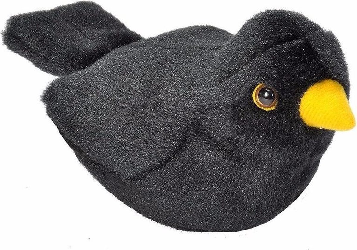 Wild Republic Set Van 2x Stuks Pluche Vogels Knuffels Van 14 Cm Met Geluid - Merel En Zanglijster - Speelgoed Dieren