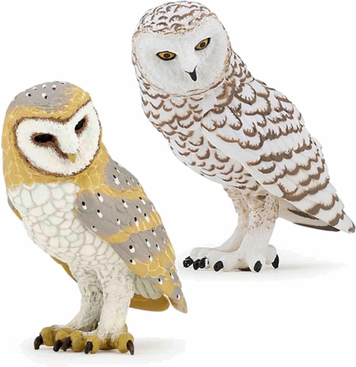 Papo Plastic Speelgoed Uilen 2x Figuren Kerkuil En Sneeuwuil Van 6.5 Cm - Vogels Speel Dieren.