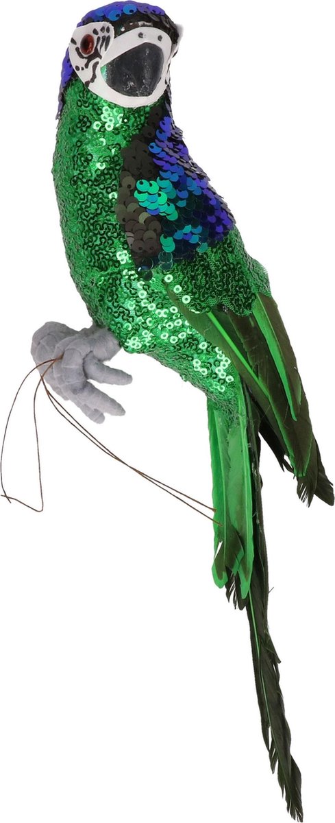 Bellatio Decorations Dierenbeelde Papegaai Vogel 30 Cm Decoratie - Woondecoratie - Papegaaien Deco - Groen