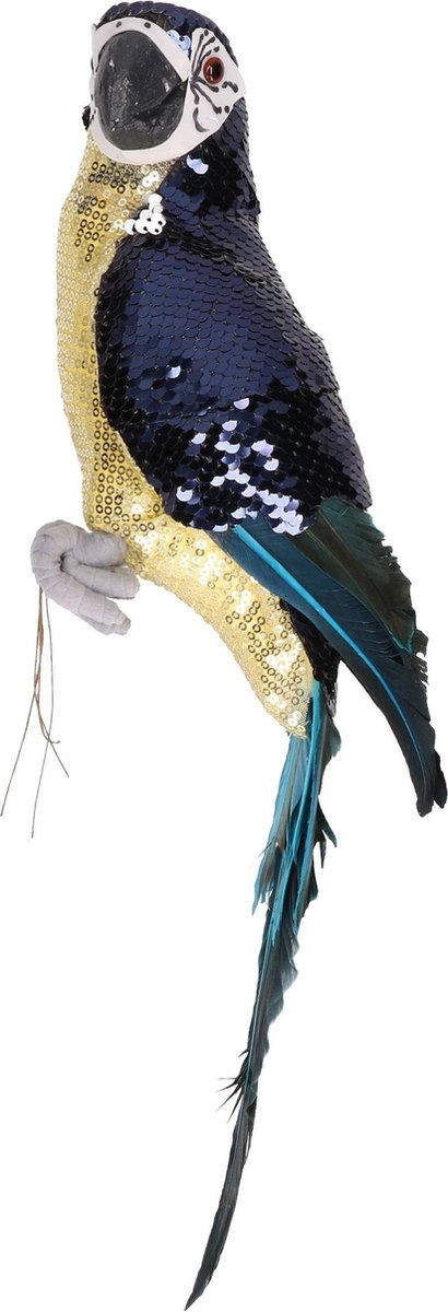 Bellatio Decorations Dierenbeeld Paarse Papegaai Vogel 30 Cm Decoratie - Woondecoratie - Papegaaien Deco - Blauw