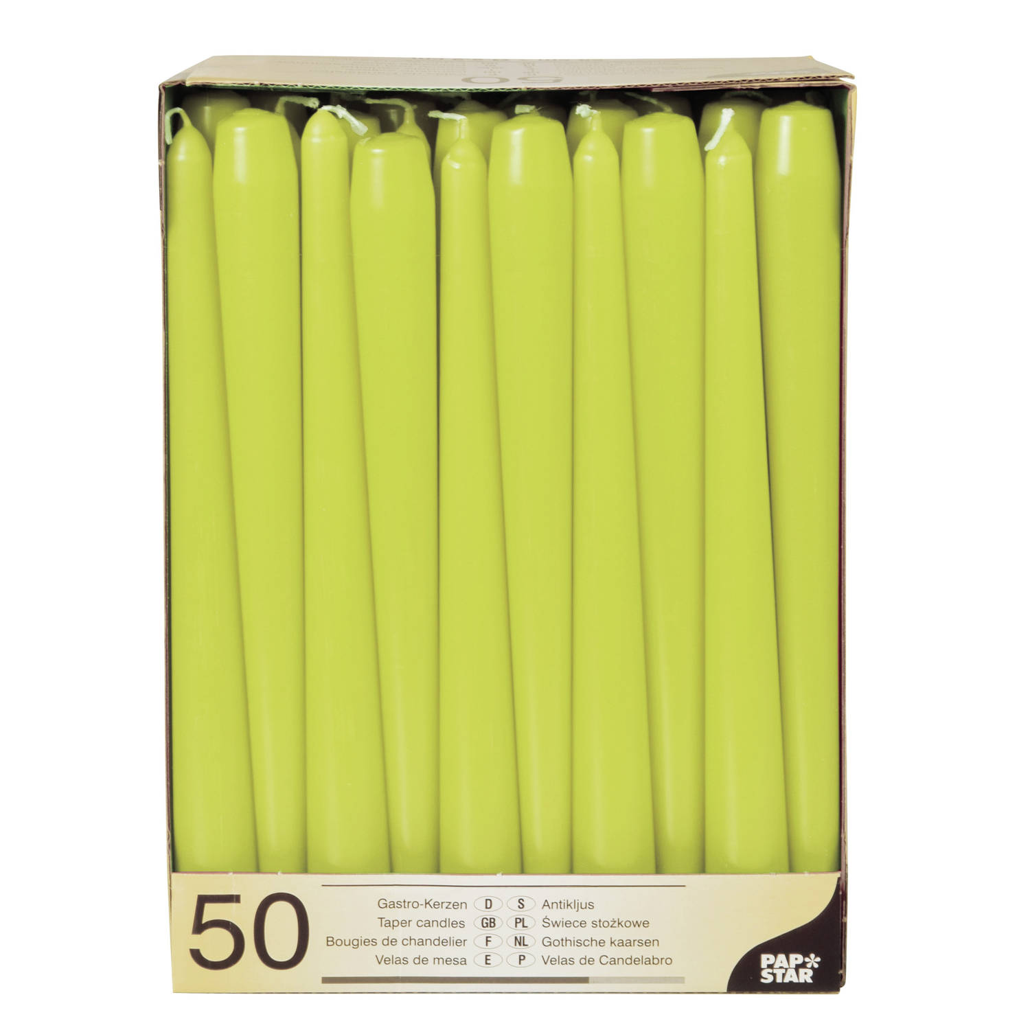 Conpax Candles 50x Stuks Voordeelverpakking Dinerkaarsen Lime - 25 Cm - 7 Branduren - Groen