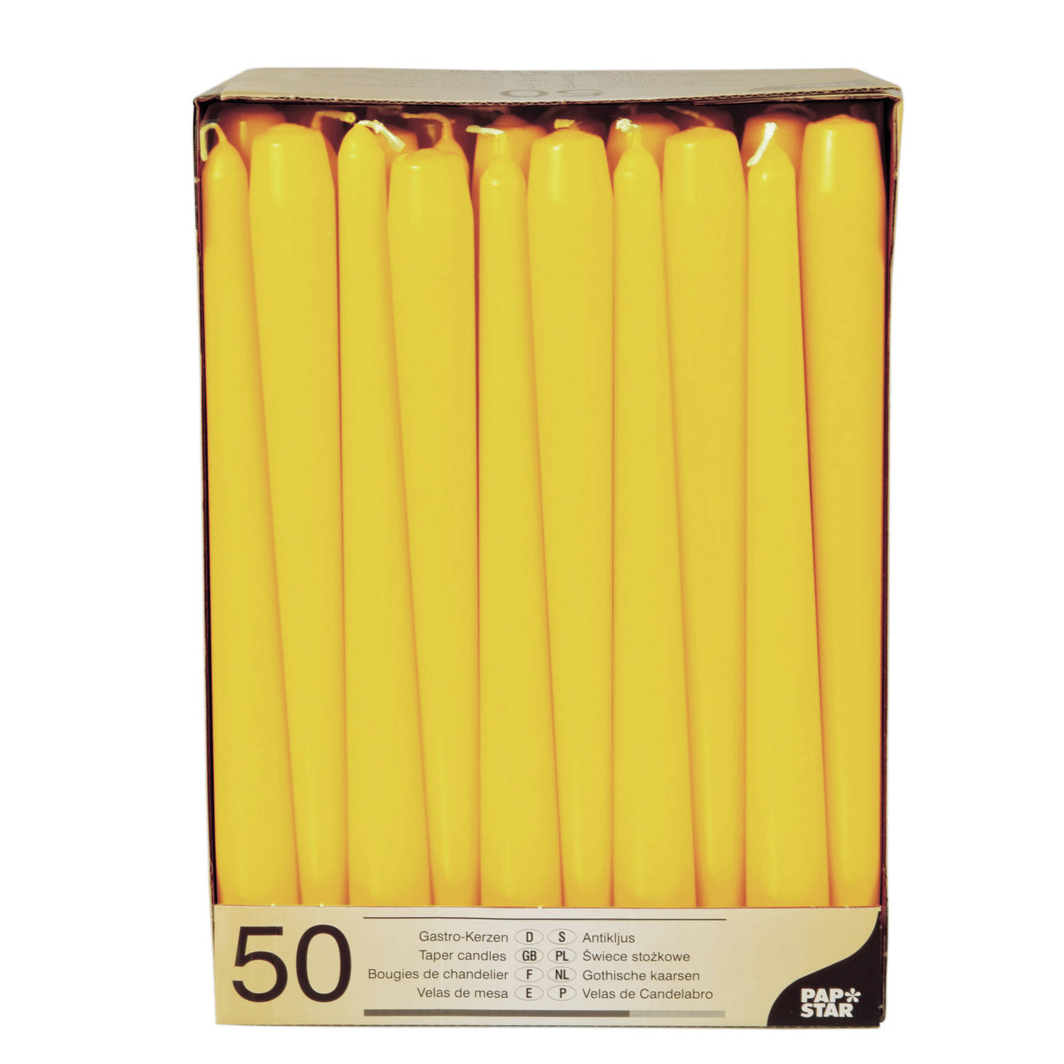 Conpax Candles 50x Stuks Voordeelverpakking Dinerkaarsen - 25 Cm - 7 Branduren - Geel