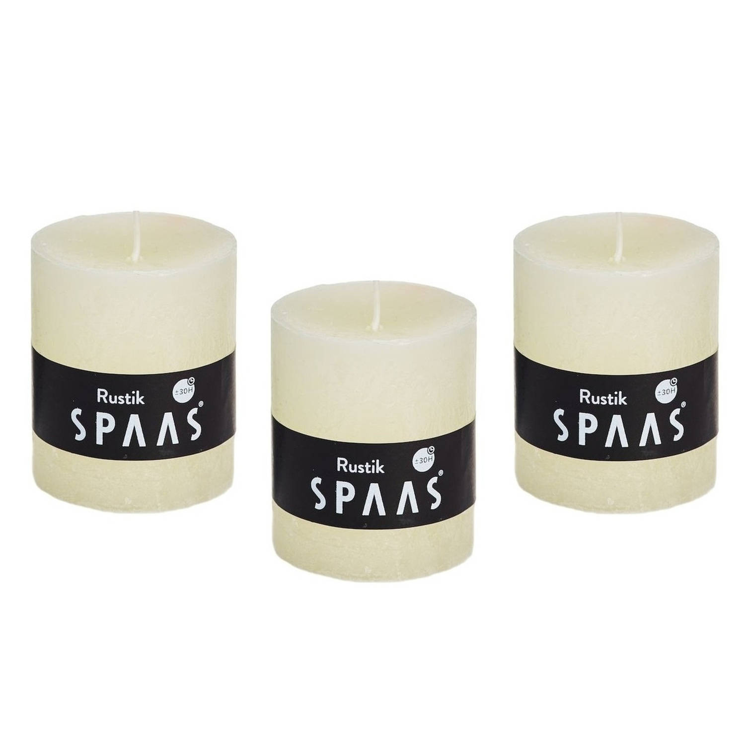 Spaas 8x Stuks Ivoorte Rustieke Cilinderkaars/stompkaars 7 X 8 Cm 30 Branduren - Geurloze Kaarsen - Stompkaarsen - Wit