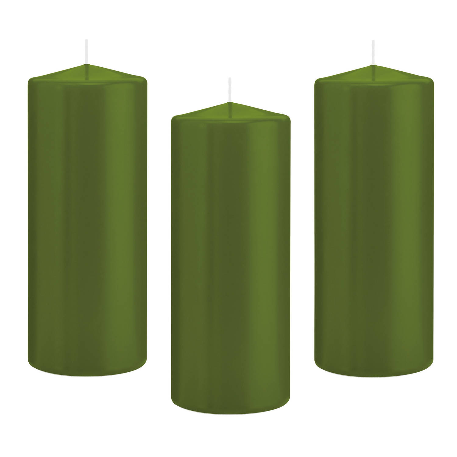 Trend Candles 8x Olijfe Cilinderkaarsen/stompkaarsen 8 X 20 Cm 119 Branduren - Geurloze Kaarsen Olijf - Stompkaarsen - Groen