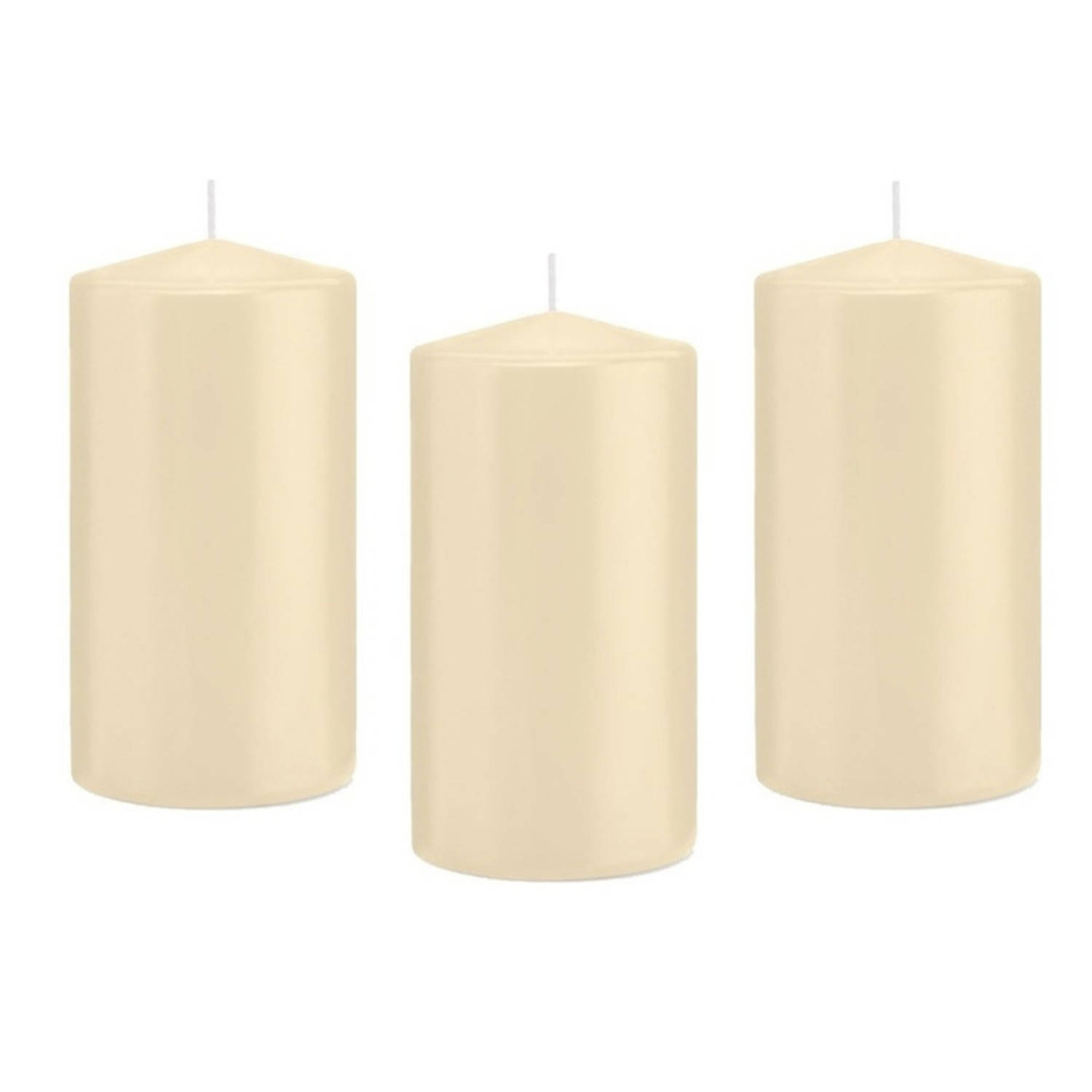 Trend Candles 8x Cremete Cilinderkaars/stompkaars 8 X 15 Cm 69 Branduren - Geurloze Kaarsen - Woondecoraties - Wit