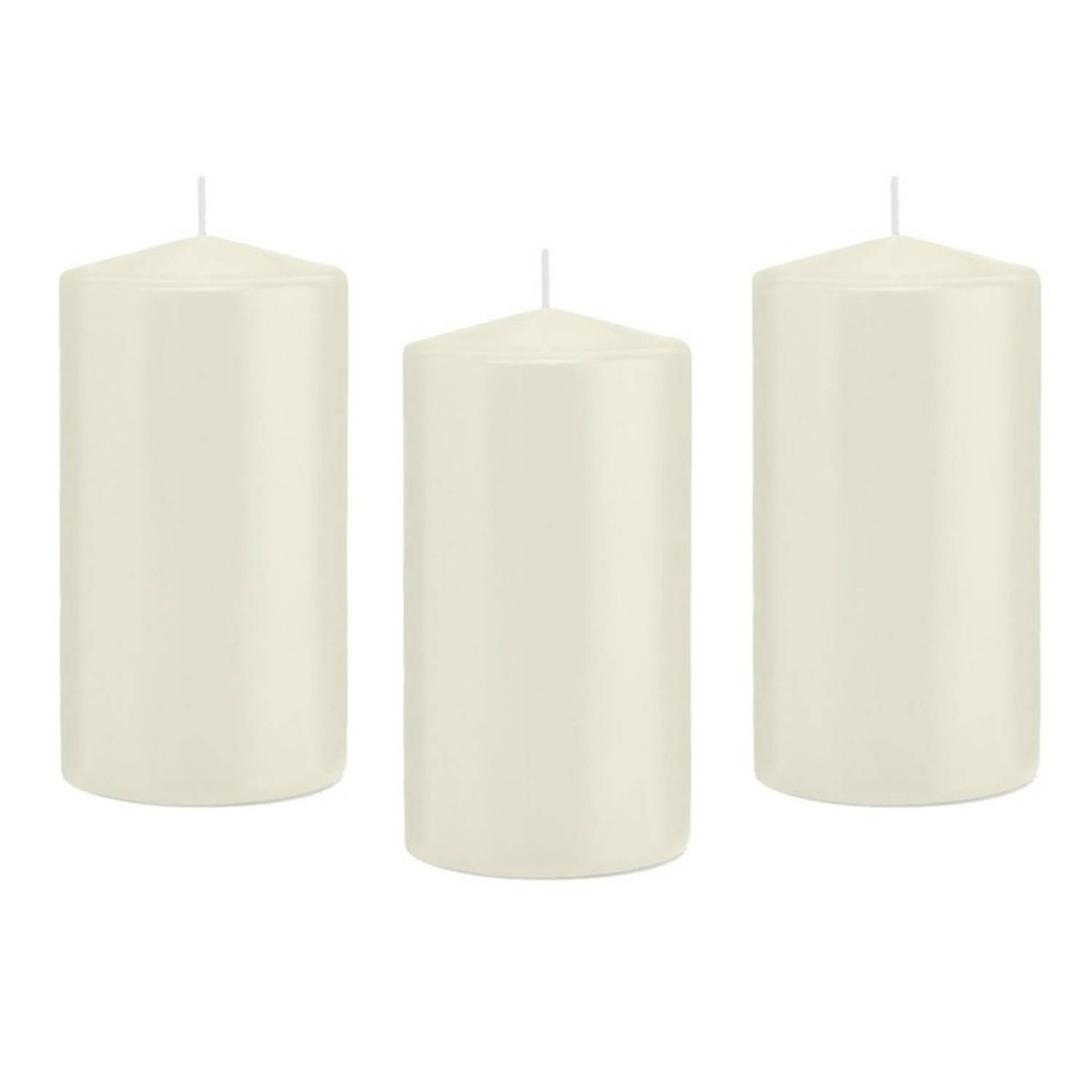 Trend Candles 8x Ivoorte Cilinderkaars/stompkaars 8 X 15 Cm 69 Branduren - Geurloze Kaarsen - Woondecoraties - Wit