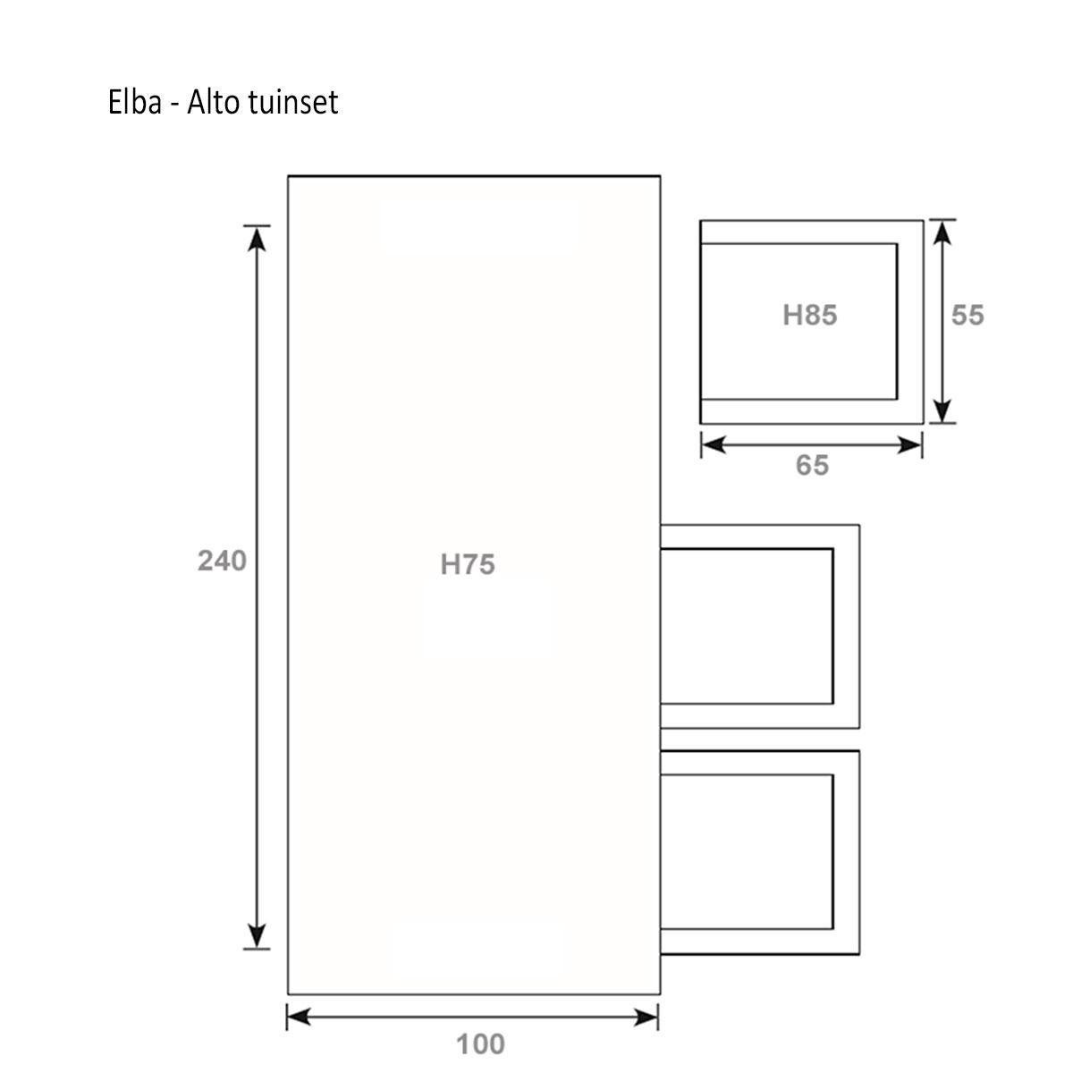 Elba Tuinset - Alto Tuintafel - Teak - Grijs