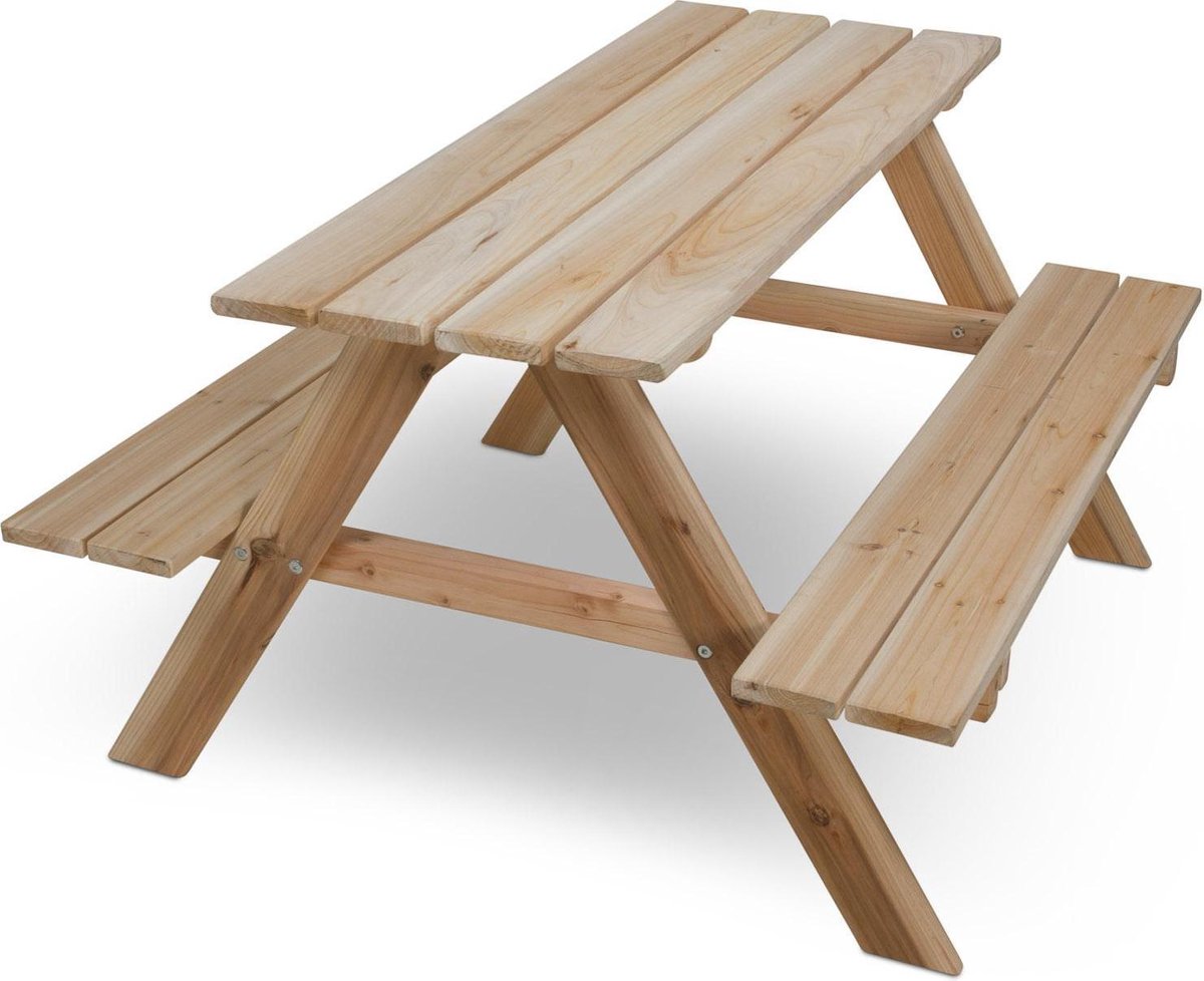 4Goodz Houten Kinder Picknicktafel - 89 X 80 X 50cm - Bruin