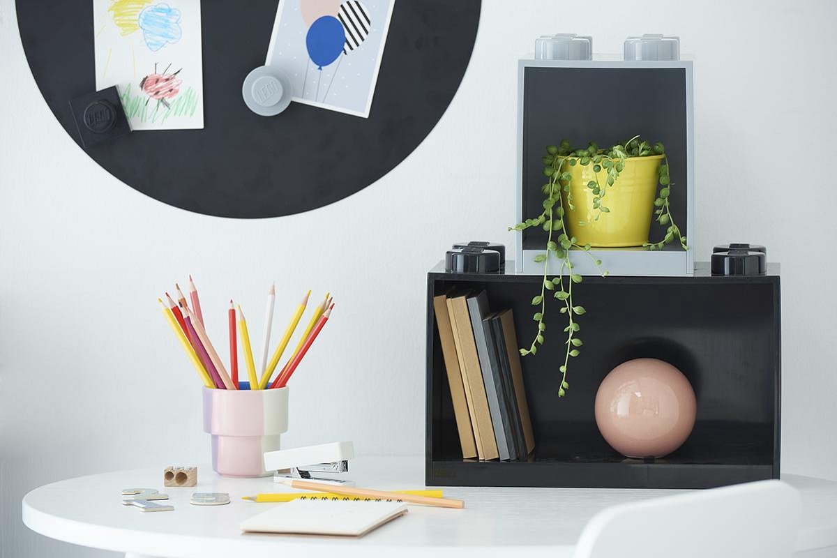 Lego wandschap 8 noppen 32 x 16 x 21 cm polypropyleen - Zwart