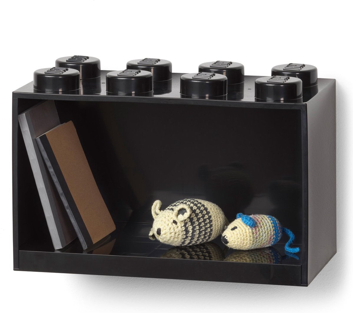 Lego wandschap 8 noppen 32 x 16 x 21 cm polypropyleen - Zwart