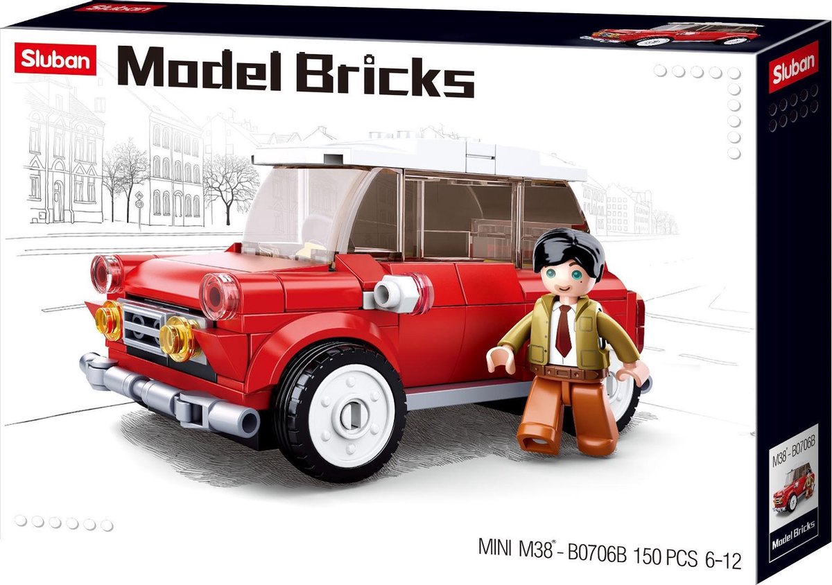 Sluban Model Bricks: mini auto (M38 B0706B) - Rood