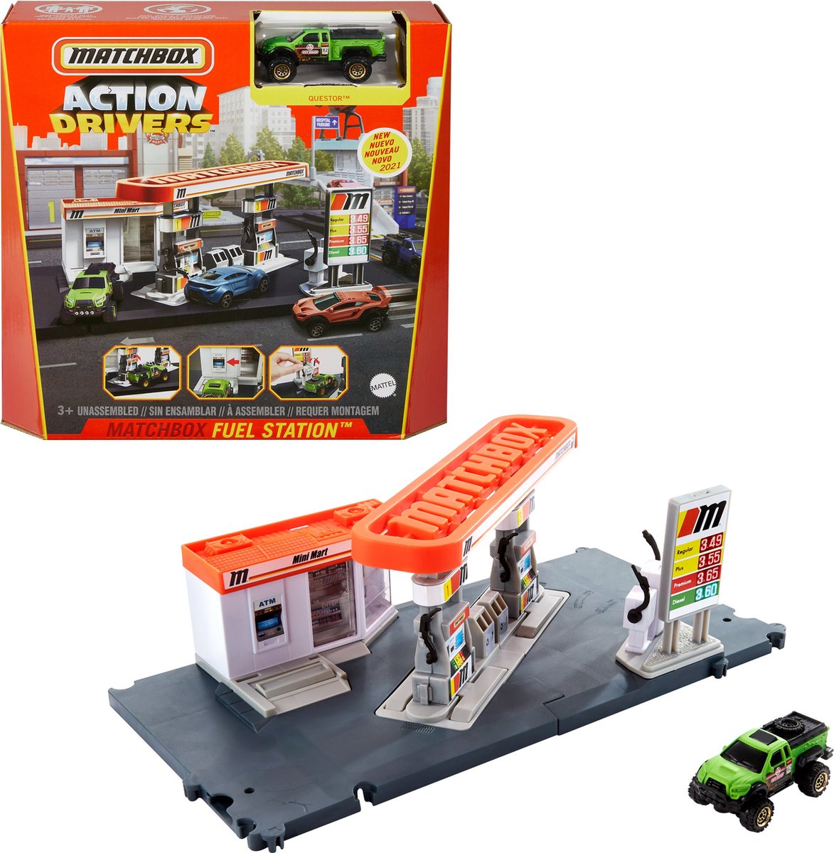 Matchbox benzinestation Action Drivers junior 44 x 18 cm - Wit