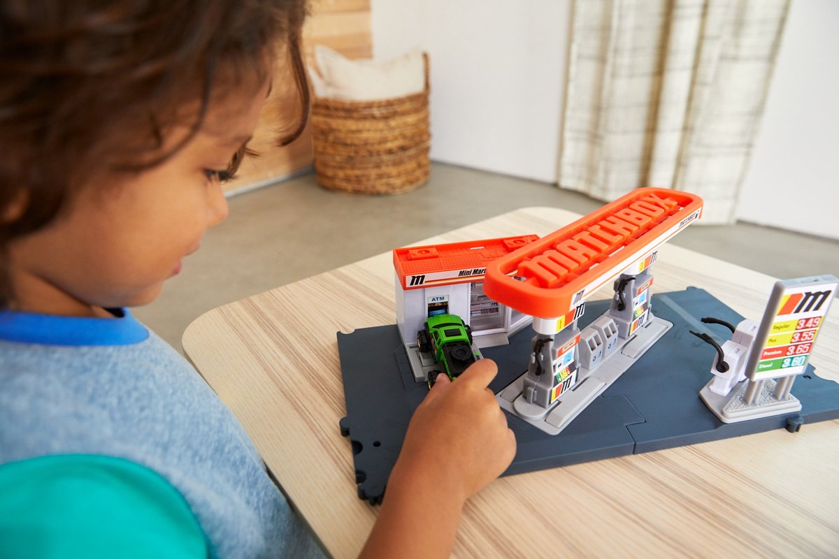 Matchbox benzinestation Action Drivers junior 44 x 18 cm - Wit