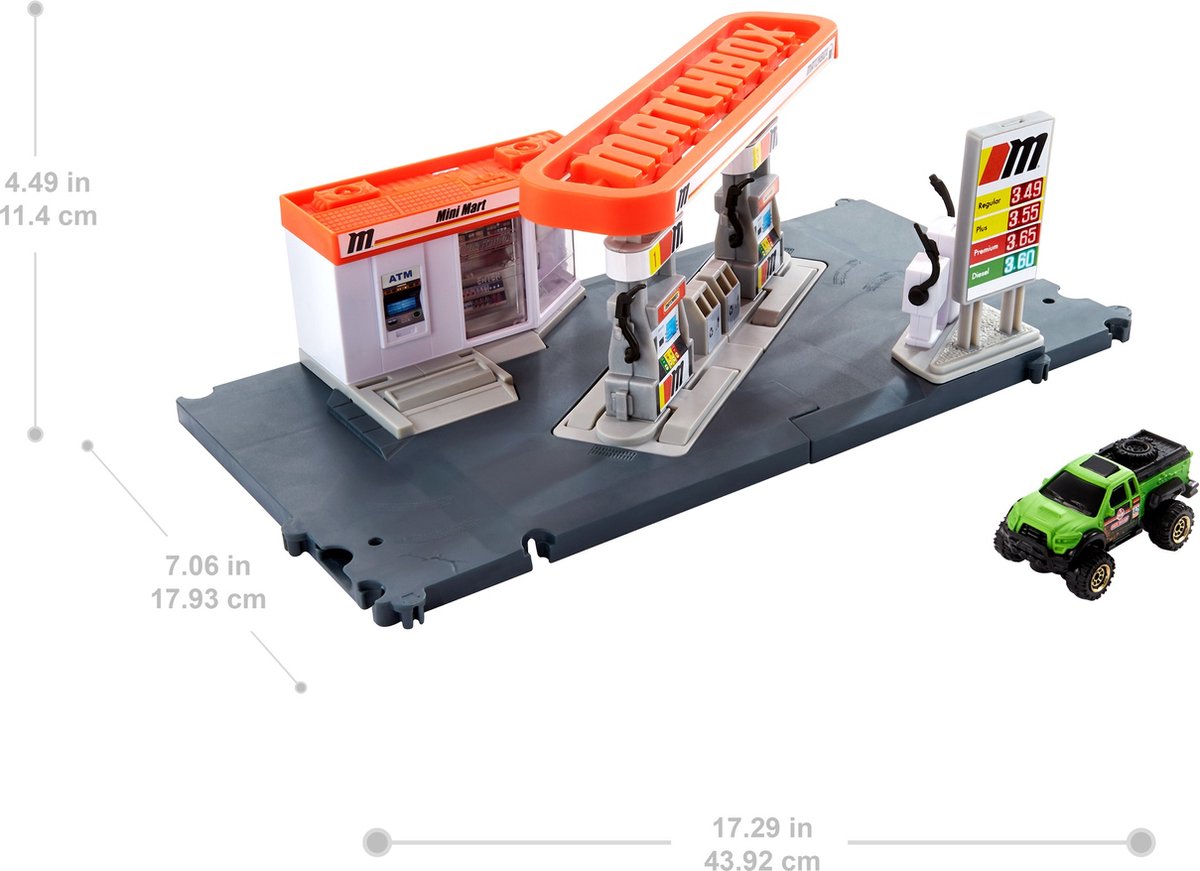 Matchbox benzinestation Action Drivers junior 44 x 18 cm - Wit