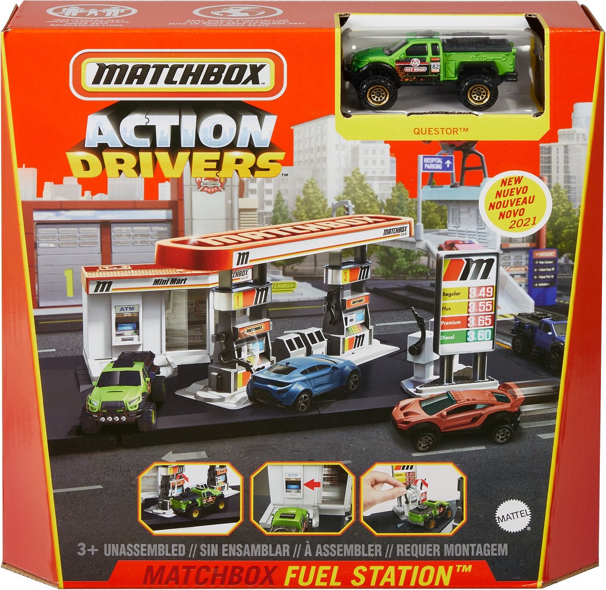 Matchbox benzinestation Action Drivers junior 44 x 18 cm - Wit