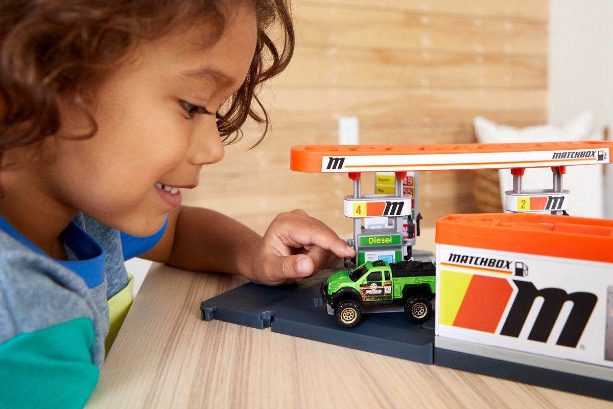 Matchbox benzinestation Action Drivers junior 44 x 18 cm - Wit