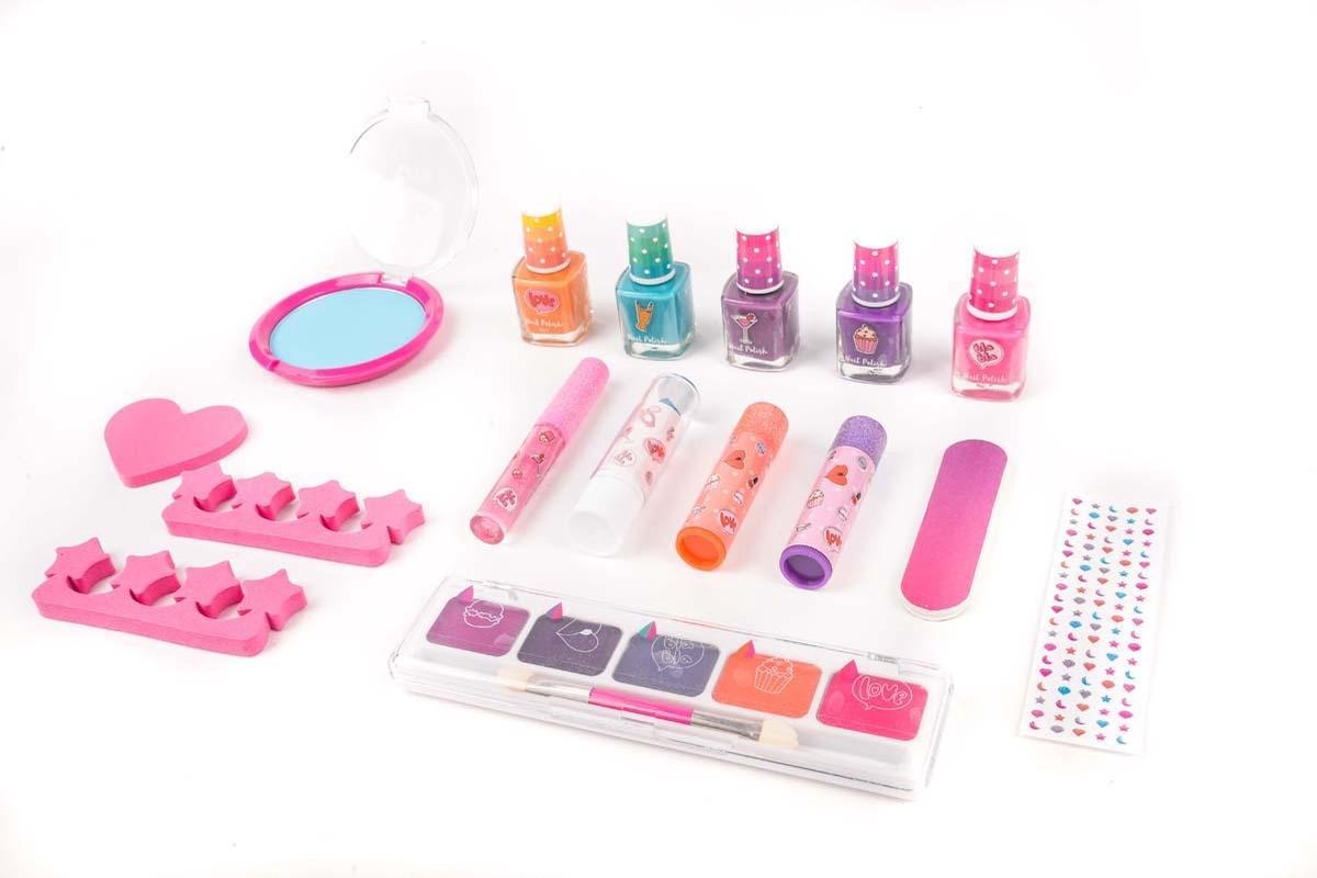 Top1Toys Create It! make up glitterkoffer junior 31 x 28 x 5 cm 16 delig - Roze