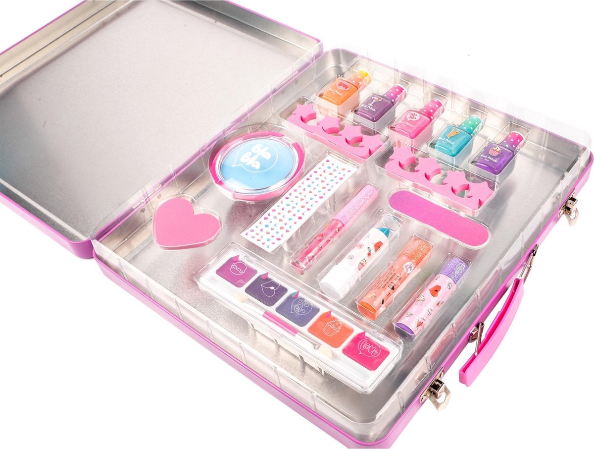 Top1Toys Create It! make up glitterkoffer junior 31 x 28 x 5 cm 16 delig - Roze