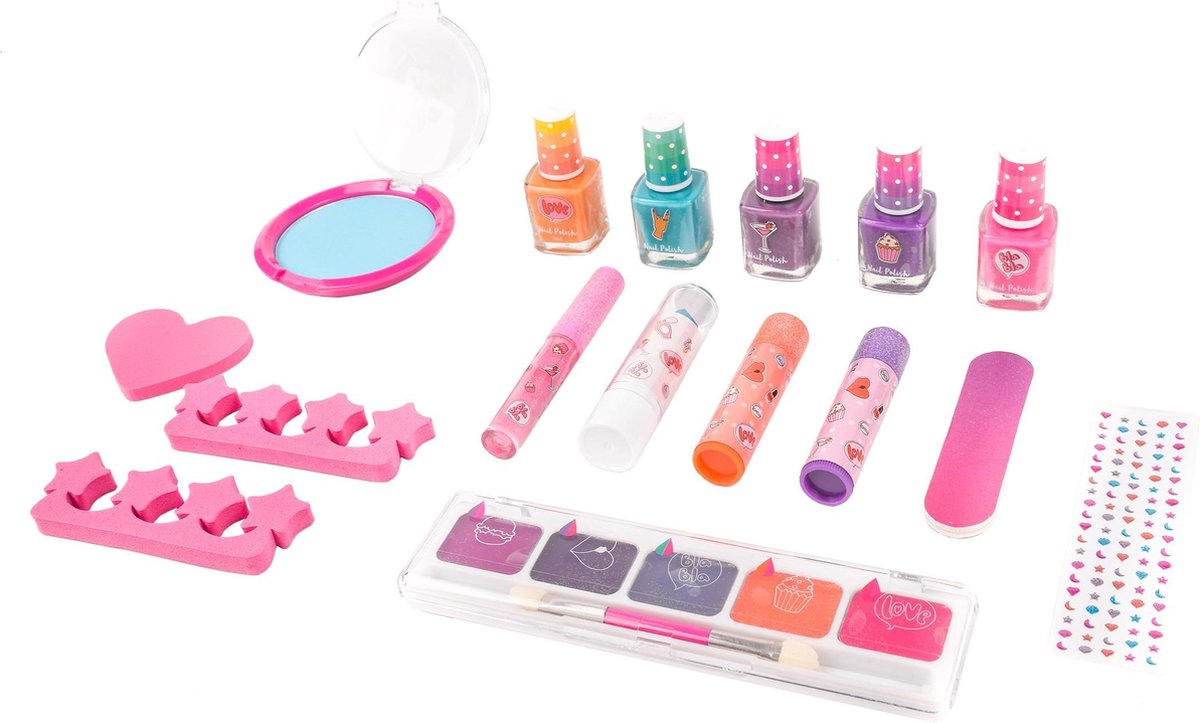 Top1Toys Create It! make up glitterkoffer junior 31 x 28 x 5 cm 16 delig - Roze
