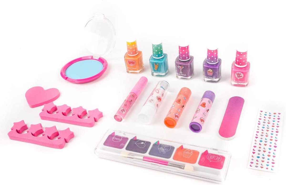 Top1Toys Create It! make up glitterkoffer junior 31 x 28 x 5 cm 16 delig - Roze