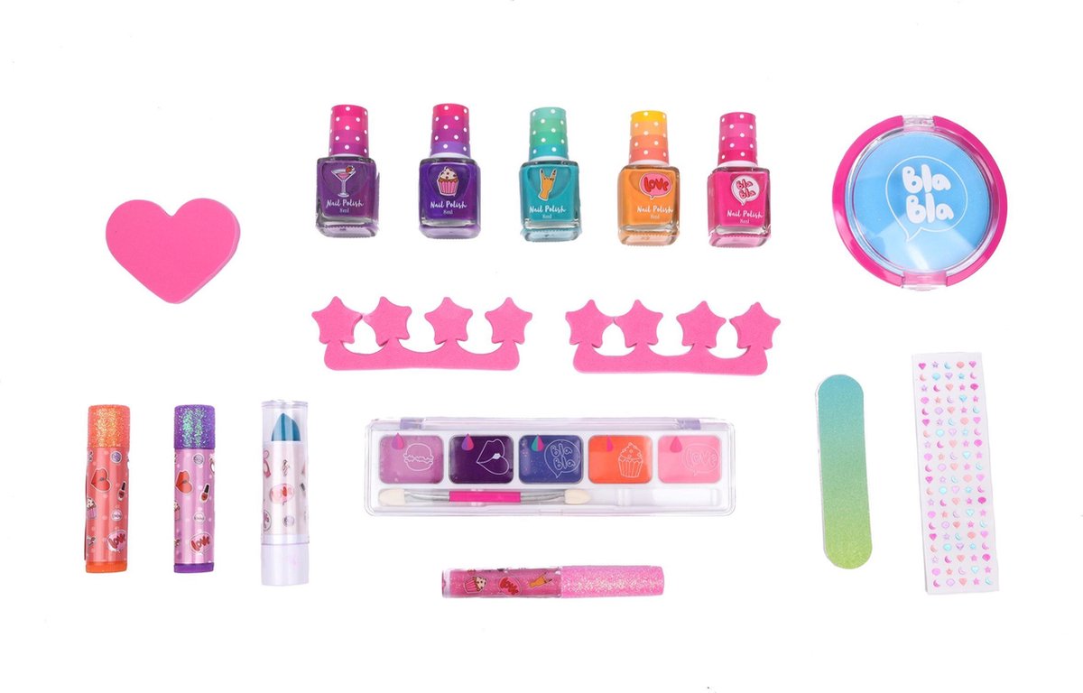 Top1Toys Create It! make up glitterkoffer junior 31 x 28 x 5 cm 16 delig - Roze
