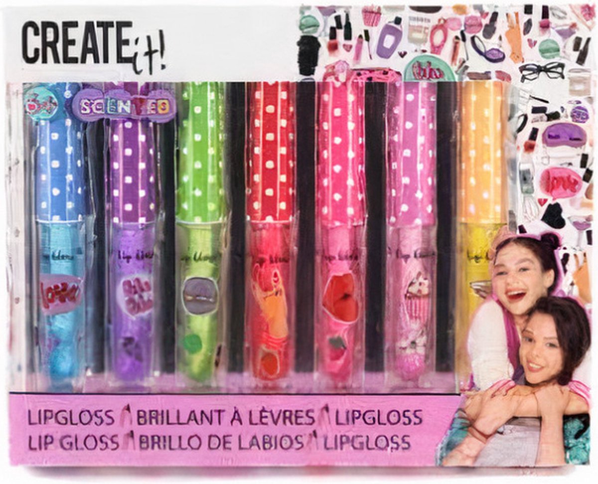 Top1Toys Create It! lipgloss set glitter en geur junior 7 delig