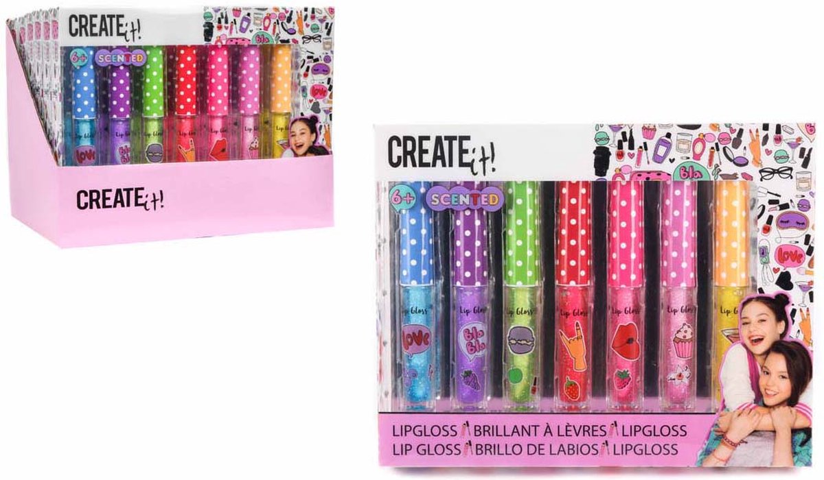 Top1Toys Create It! lipgloss set glitter en geur junior 7 delig