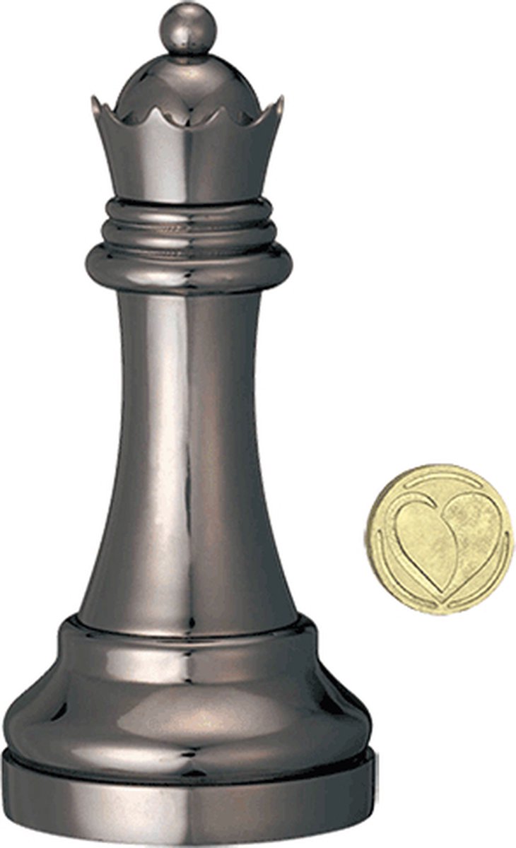 Huzzle Cast schaakpuzzel Chess Queen 9,3 cm staal - Zwart