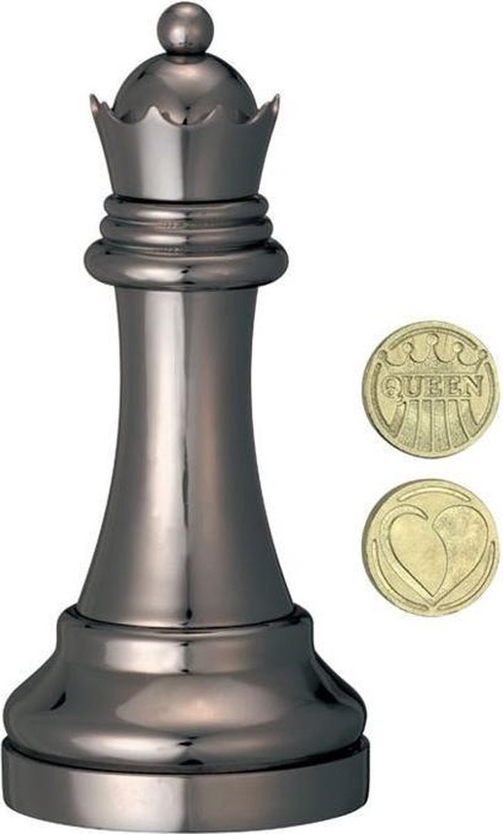 Huzzle Cast schaakpuzzel Chess Queen 9,3 cm staal - Zwart