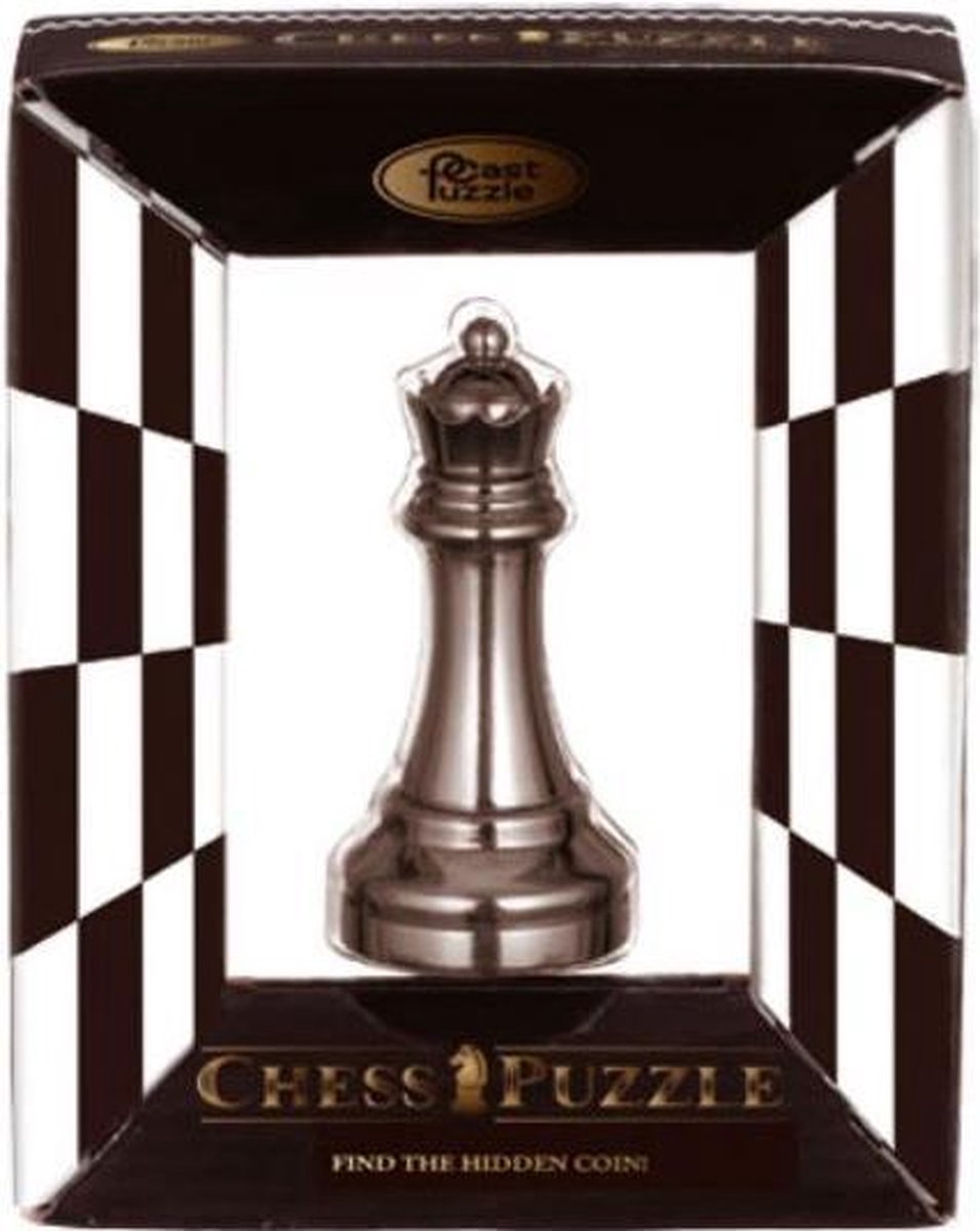 Huzzle Cast schaakpuzzel Chess Queen 9,3 cm staal - Zwart