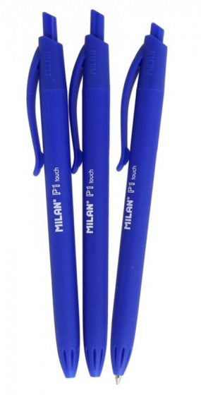 Milan balpen met drukknop P1 Touch 1 mm 3 stuks - Blauw