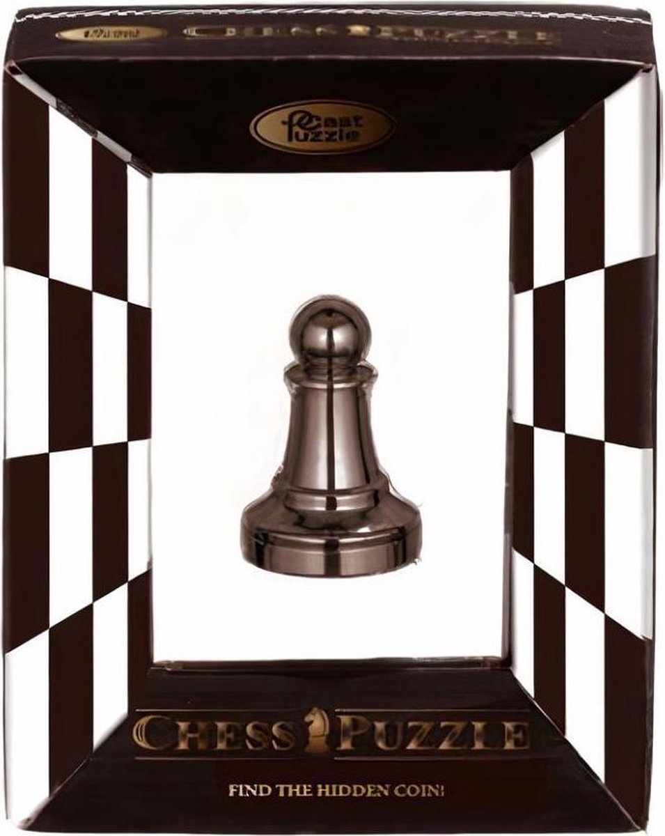 Huzzle Cast schaakpuzzel Chess Pawn 5,8 cm staal - Zwart