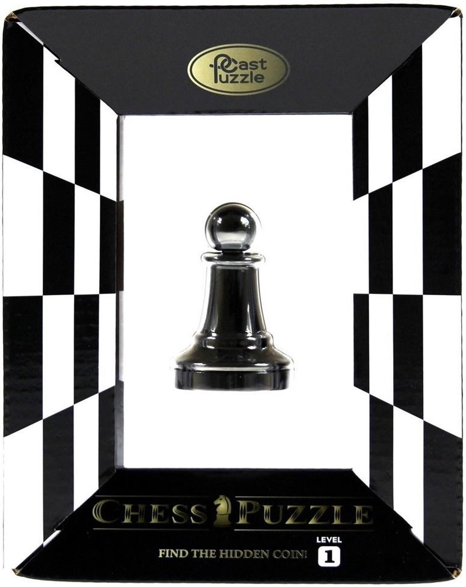 Huzzle Cast schaakpuzzel Chess Pawn 5,8 cm staal - Zwart