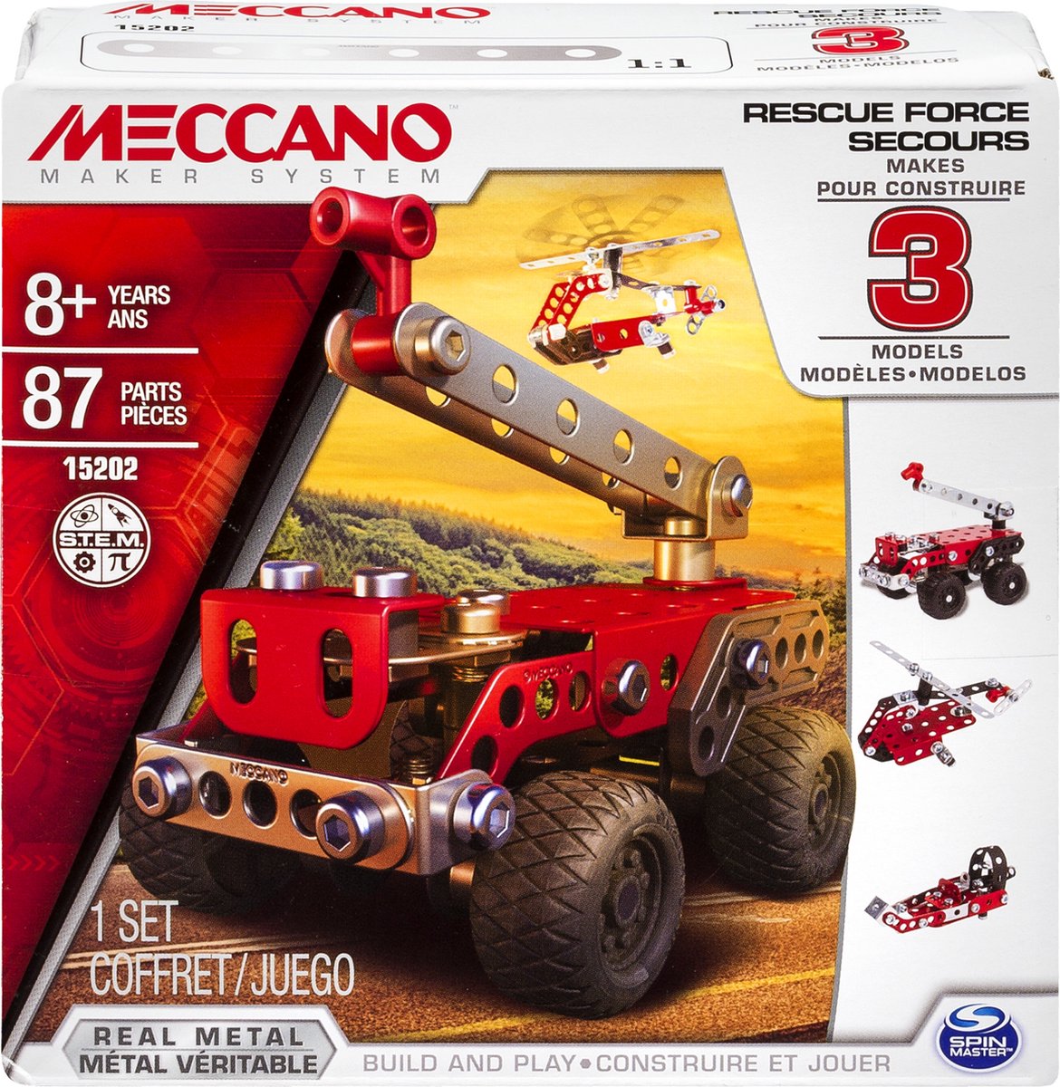 Spinmaster Meccano speelset Fire Truck 3 in 1 staal junior 90 delig - Rojo