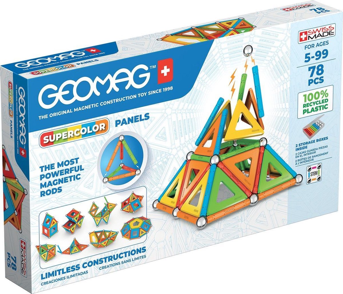 Geomag bouwpakket SuperColor Panels junior neodymium 78 delig