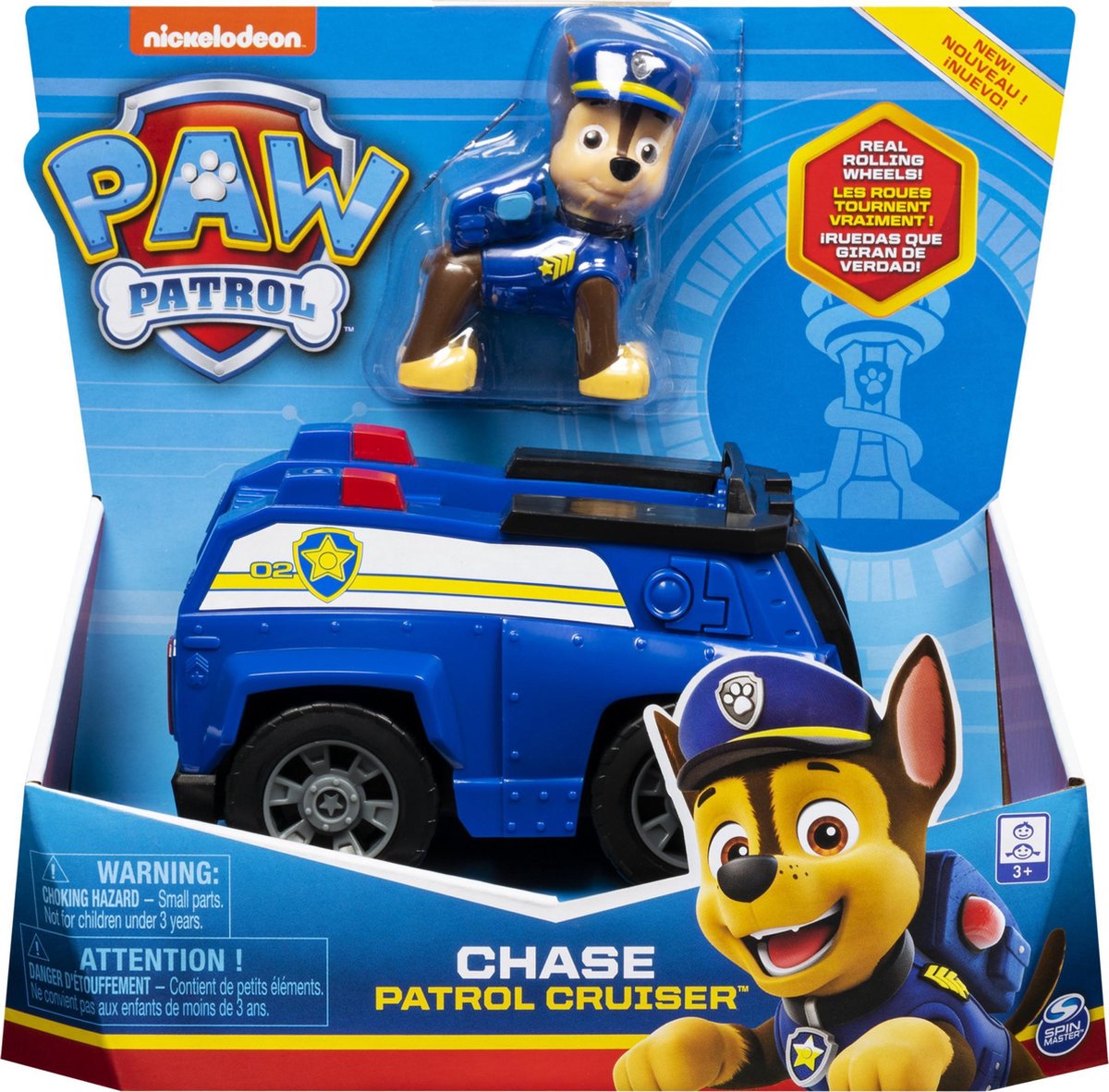 Paw Patrol Nickelodeon speelset Chase 14 cm blauw/geel
