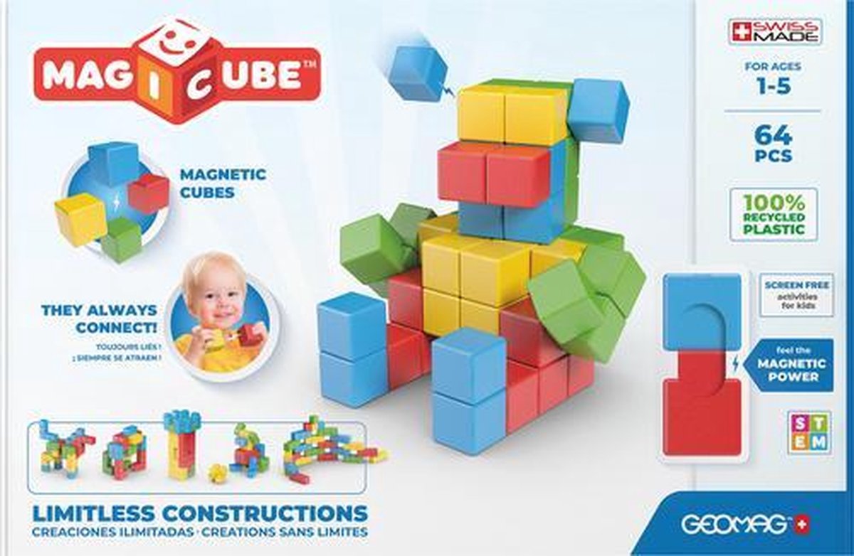 Geomag bouwpakket Magicube Junior neomydium 64 delig